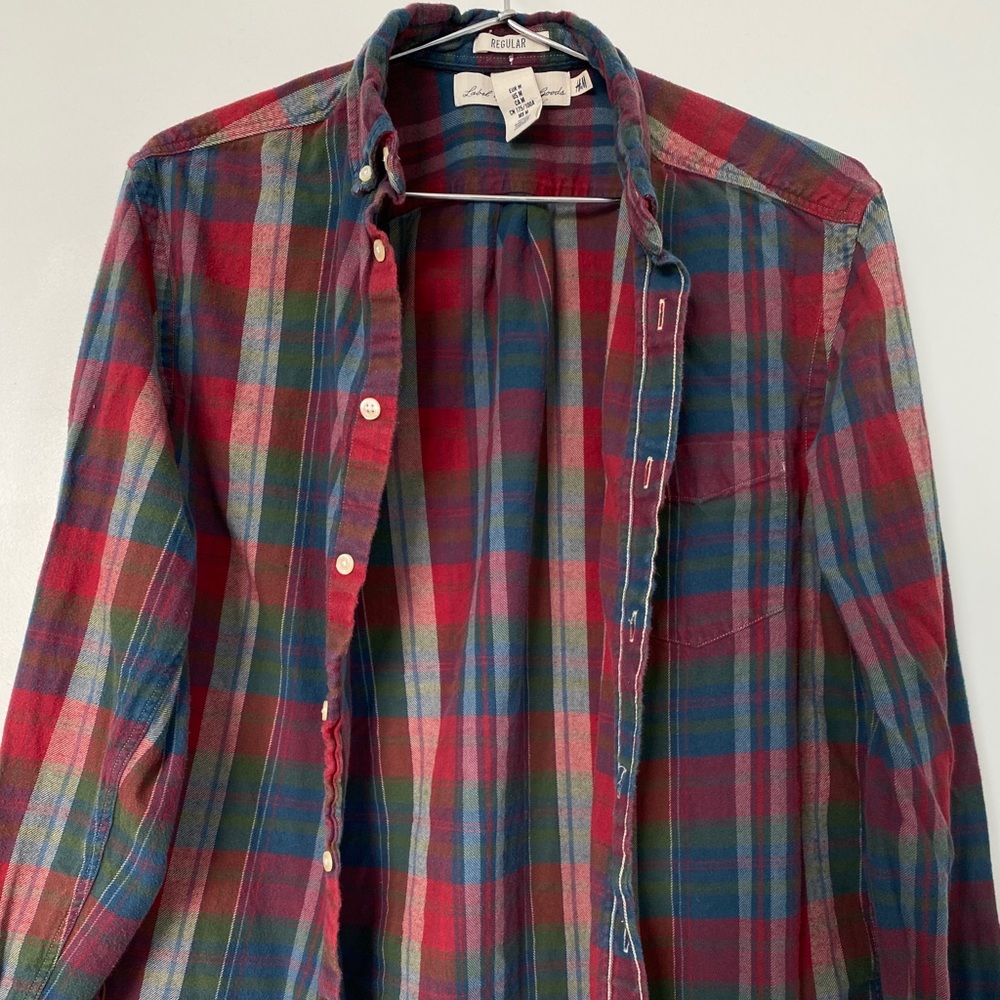 H&M Flannel Button Down Medium Regular Fit - Exce… - image 2